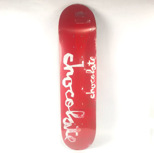 Chocolate OG Cursive Font Red/White 8" Skateboard Deck