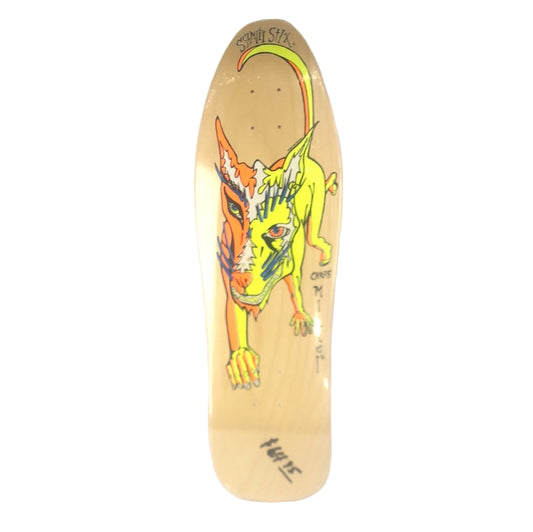 Schmitt Stix Chris Miller Beast Drawing Yellow/Orange/Blue 9" Shaped Skateboard Deck
