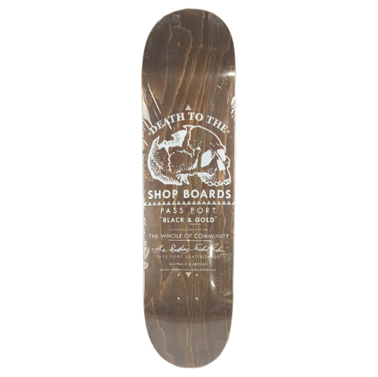 Passport Skull Woodgrain/White Size 8.25" Vintage NOS Deck