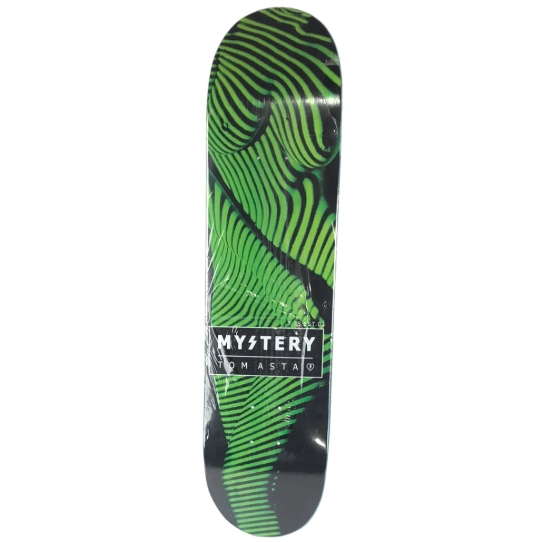 Mystery Tom Asta Stripped Body Green/Black Size 7.75" Vintage NOS Deck