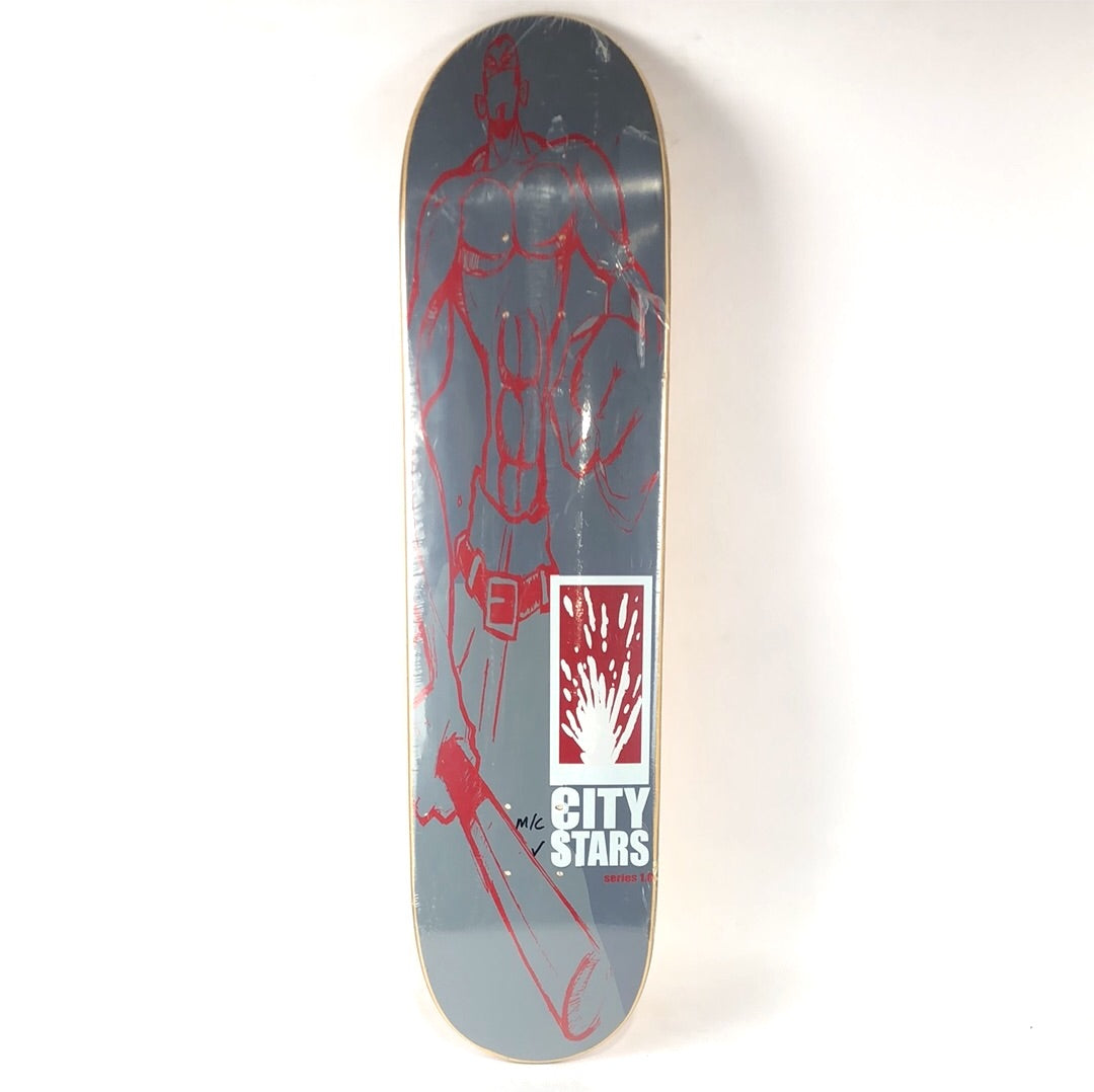 City Stars Muscle Man Grey/Red/White 7.75'' Skateboard Deck