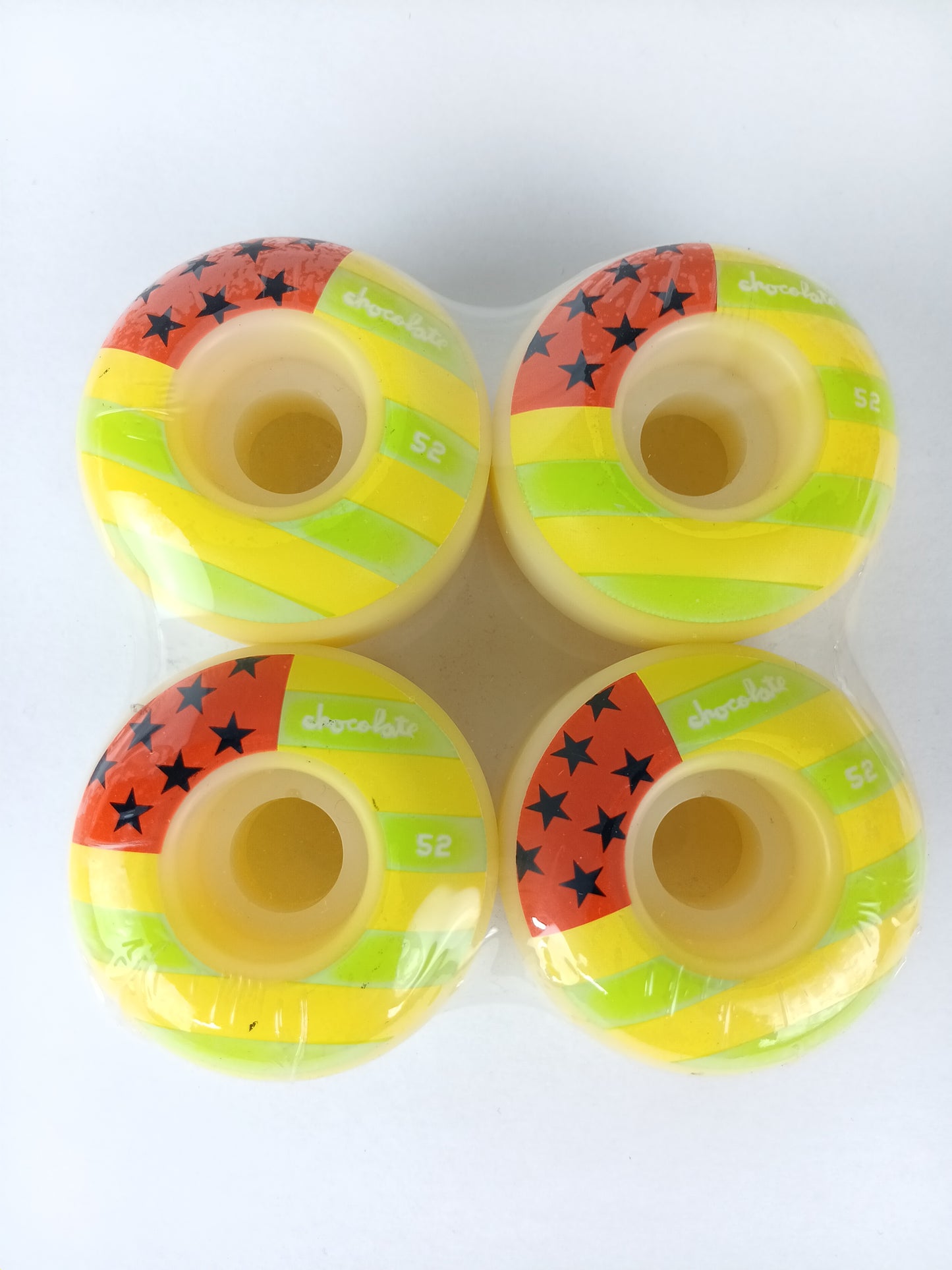 Chocolate Portrait Series Team Lime Green Orange Black Stars Size 52MM Vintage NOS Wheels