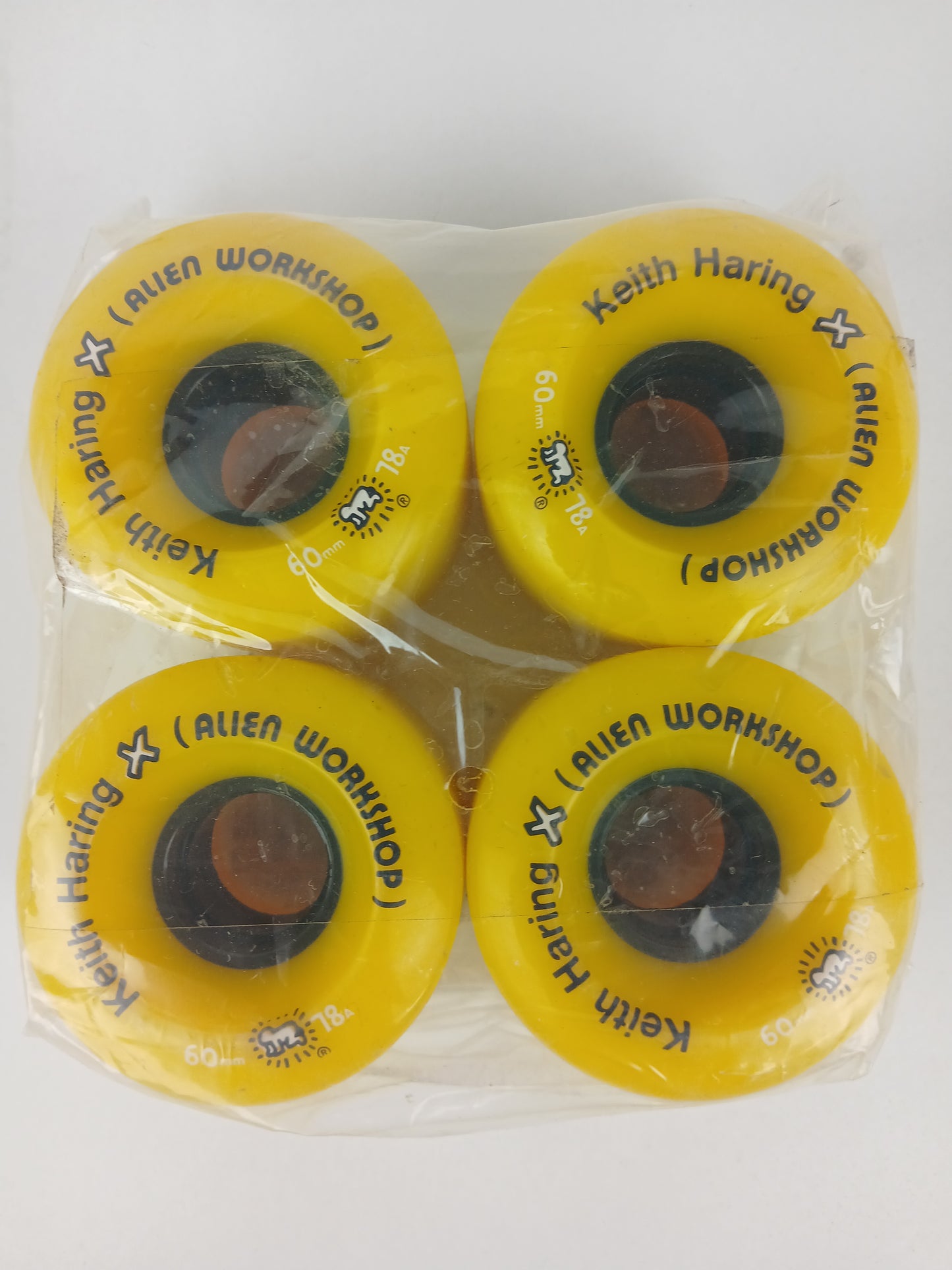 Alien Workshop Keith Haring Yellow Black White Size 60MM 78A Durometer Softies NOS Filmer/Cruiser Wheels