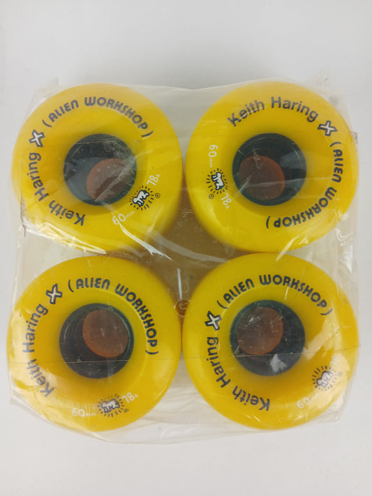 Alien Workshop Keith Haring Yellow Black White Size 60MM 78A Durometer Softies NOS Filmer/Cruiser Wheels