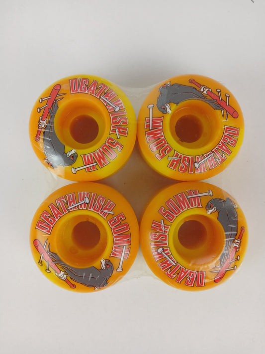 Deathwish Bird Bat Orange Yellow Swirl Red White Size 50MM Vintage NOS Wheels
