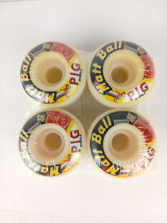 Pig Matt Ball Vegas Black Orange Red Size 52MM 99 Durometer Vintage NOS Wheels