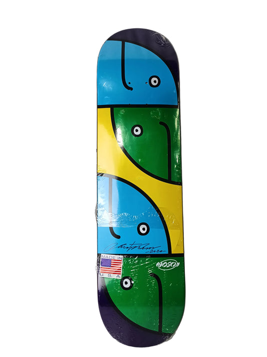 Hosoi Skateboards Christian Hosoi Autographed Abstract Faces Art By Mark Gonzales Green Purple Multi Size 8.06 Vintage NOS Deck