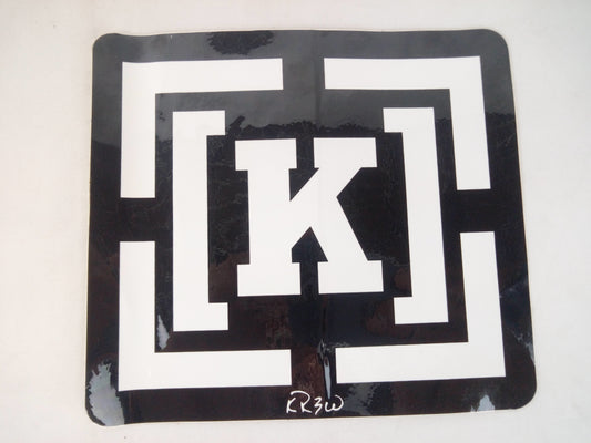 Krew K Black White 8" x 7.25" (Large) Vintage NOS Sticker