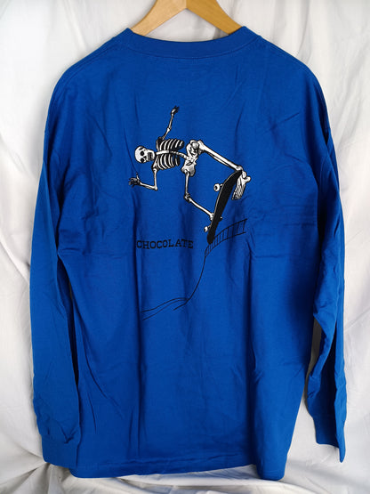 Chocolate Day Of The Dead Marc Johnson Skeleton Casper Stall Maitland Banks Blue White Black Size XL L/s Shirt