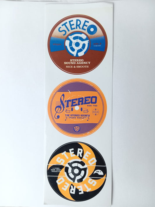 Stereo Sound Agency NICE & SMOOTH SOUND MEDLEY A STEREO SOUND AGENCY PRESENTATION 10.3" X 3.5" Vintage Sticker Sheet Of 3 Stickers