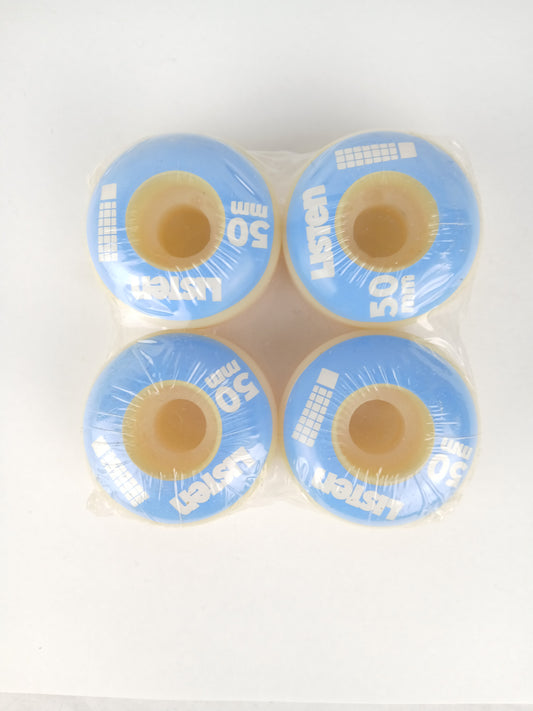 Listen Exclamation Point Blue White size 50MM Vintage NOS Wheels