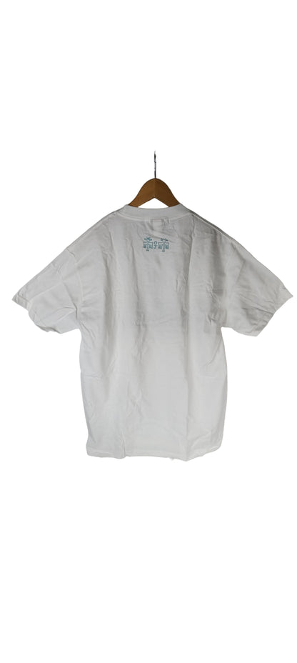 OJ Wheels Chet Childress Luda Crooks Out To Lunch Metal Lunchbox Comes With 53mm OJ Out To Lunch Graphic Wheels And Out To Lunch White Blue Mens Size Large S/s Shirt Vintage Lunchbox Set