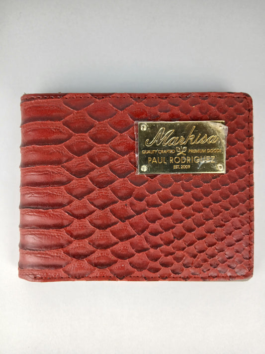 Markisa Paul Rodriguz Leather Snakeskin Wallet Red