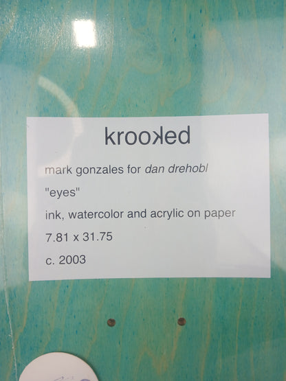 Krooked Dan Drehobl Eyes White Red Multi Size 7.81" Vintage NOS Deck