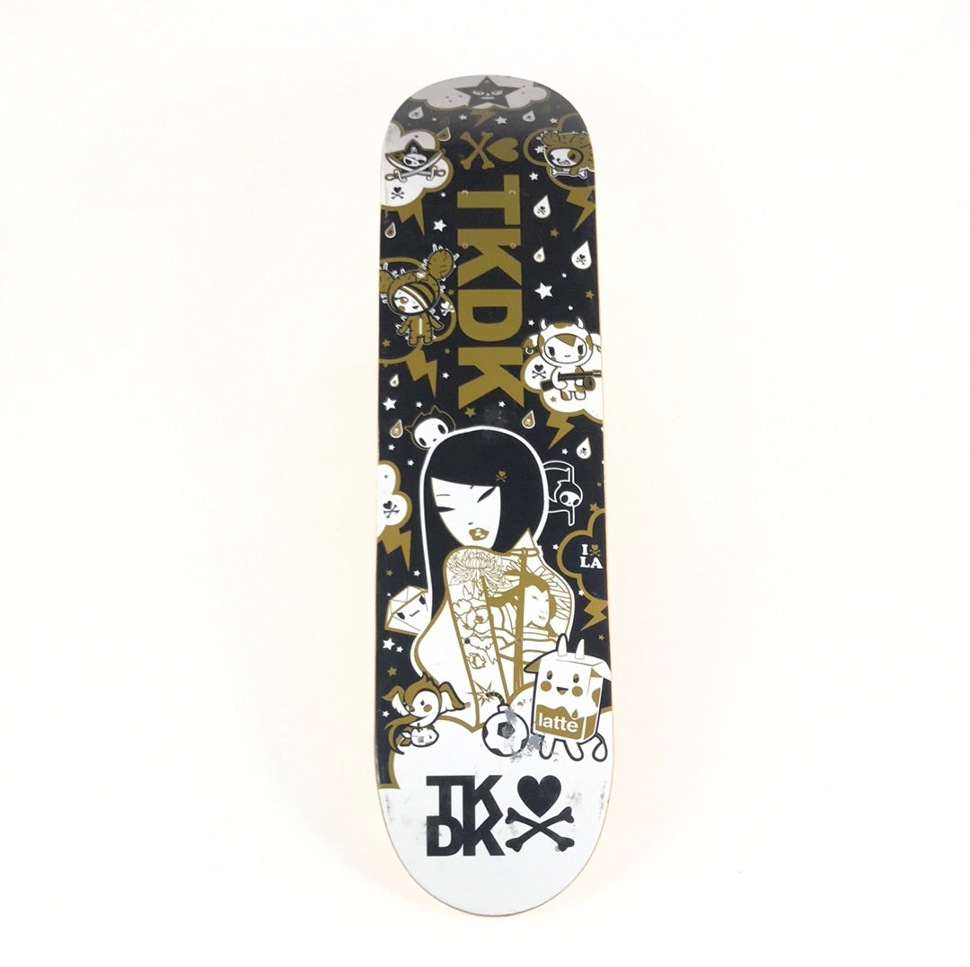 Tokidoki Team Tattoo Girl Black/Gold 7 3/8 Skateboard Deck