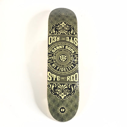 Stereo Danny Supa Hi Fidelity Shepard Fairey Obey Record Black/Yellow 7.5" Skateboard Deck