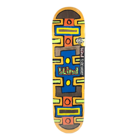 Blind Team Abstract Art Blue/Yellow/Woodgrain 8.25" Skateboard Deck