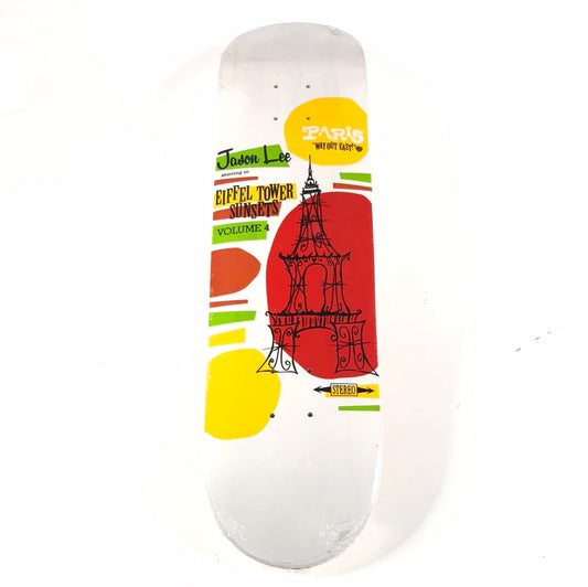 Stereo Jason Lee Eiffel Tower Sunsets White 7.75" Skateboard Deck