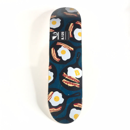 Birdhouse Skateboard Deck - Ben Raybourn Bacon and Eggs - Blue Veneer 8.125