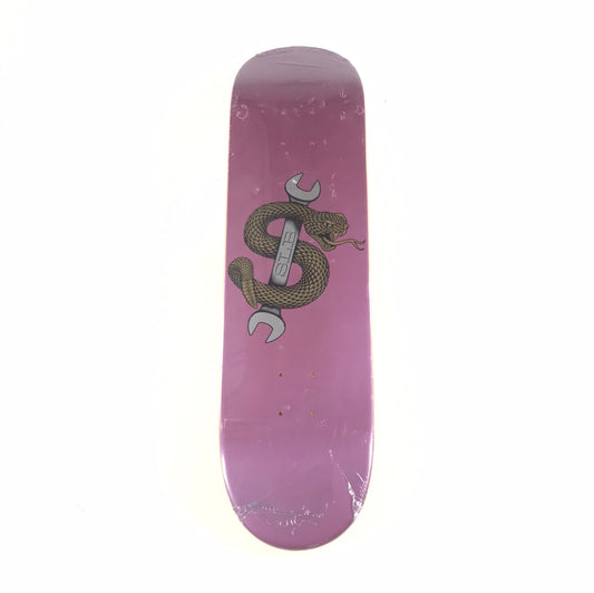 SLB Sal Barbier Snake with Wrench Metallic Pink/Gold/Silver 7.75 Skateboard Deck