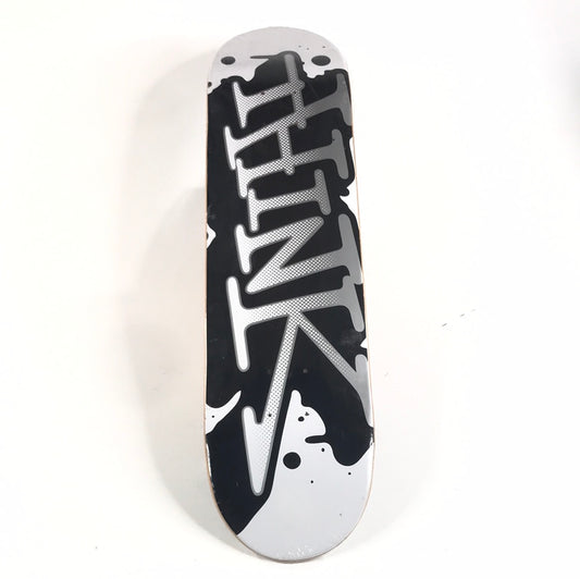 Think Team Logo Paint Splatter White/Black/Silver 7.6" Skateboard Deck