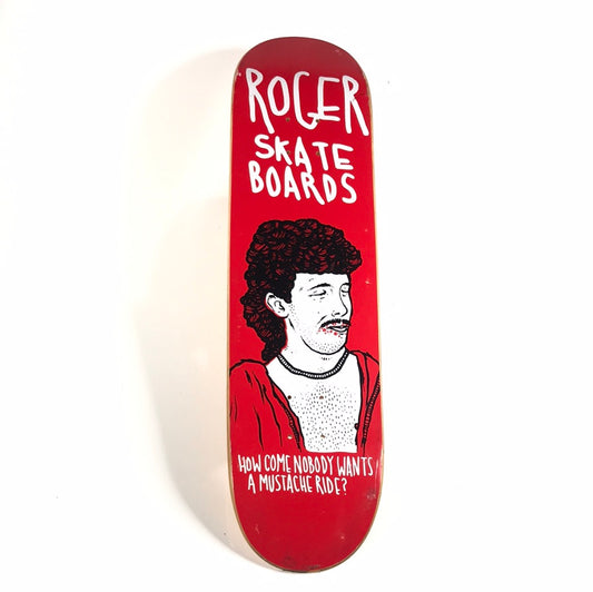 Roger Team Mustache Ride Red 8.0 Skateboard Deck