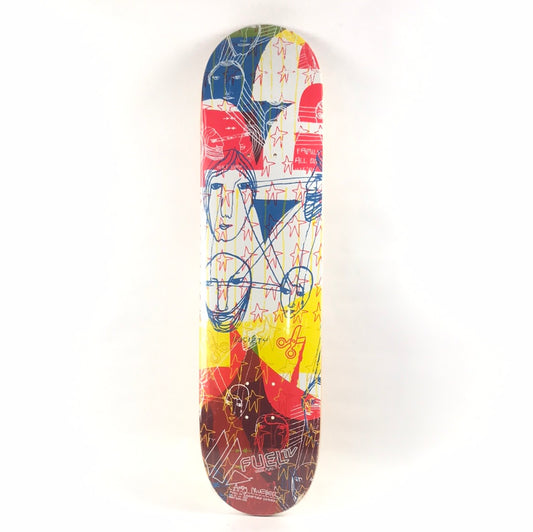 Fuel TV Andy Mueller Abstract Faces Red/White/Blue 7.75" Skateboard Deck