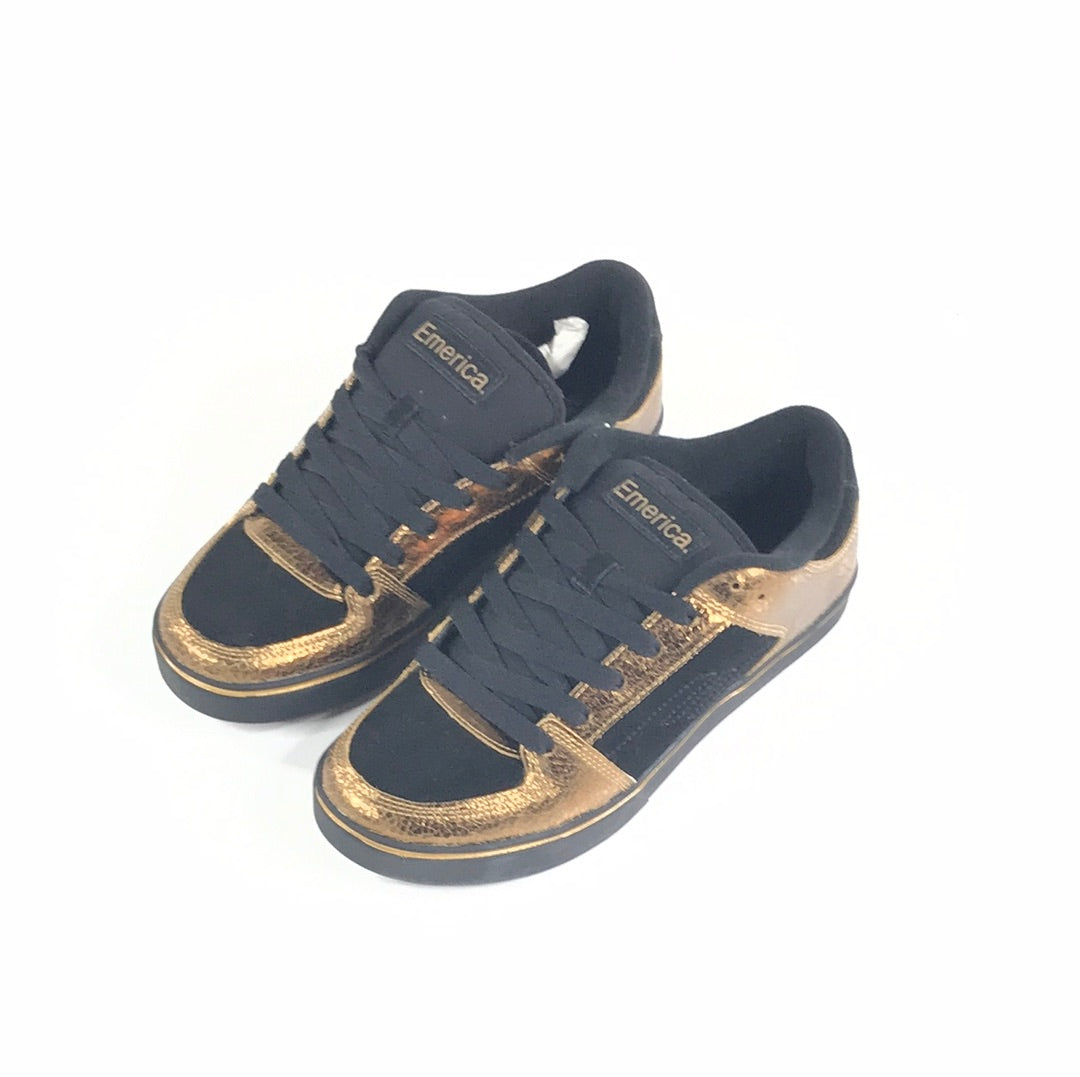 Emerica The Mob Black/Gold Croc Shoes Size 9