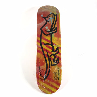 Meow Signed Lacey Baker Cat Drawing Red/Yellow 7.75" Skateboard Deck