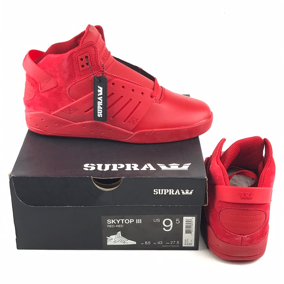 Supra Skytop III Red-Red US Mens Size 9.5