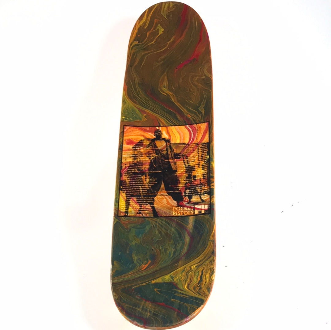 Pocket Pistols DMX Tribute Hand Painted Orange 8.375‚Äù Skateboard Deck