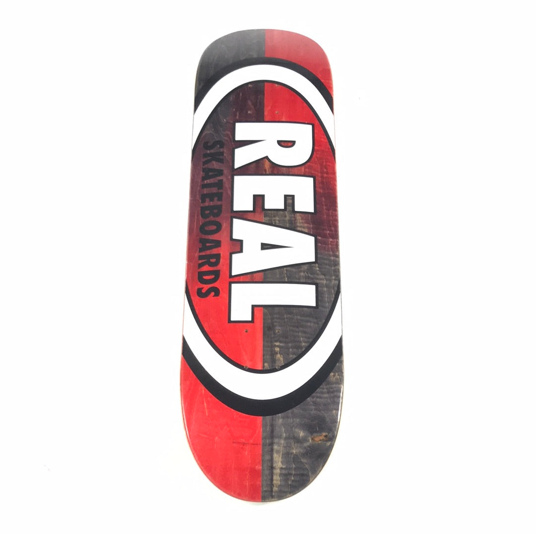 Real Team Oval Splice/Split Dye Red/Black/White 8.38 Skateboard Deck