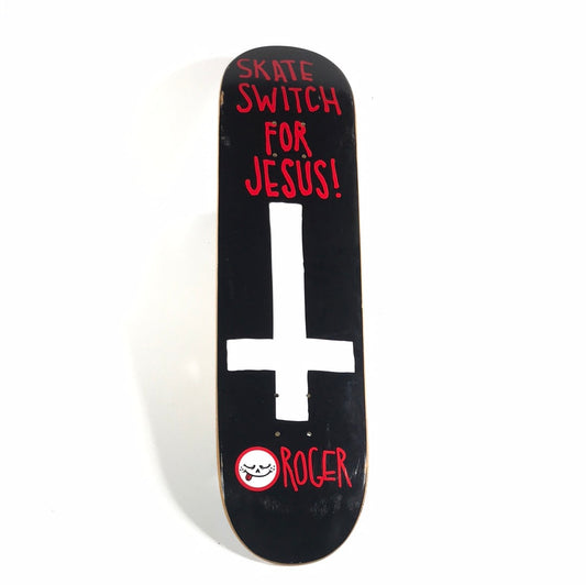 Roger Team Upside Down Cross Black 8.0 Skateboard Deck