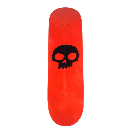 Zero Windsor James Shape Single Skull Hand-Painted Orange/Black 8.5 Skateboard Deck