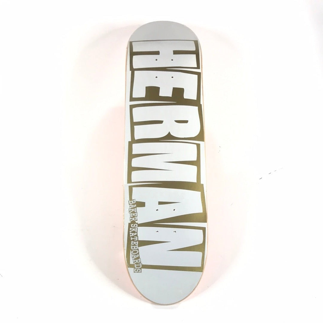 Baker Bryan Herman Box Lettering White/Gold Skateboard Deck