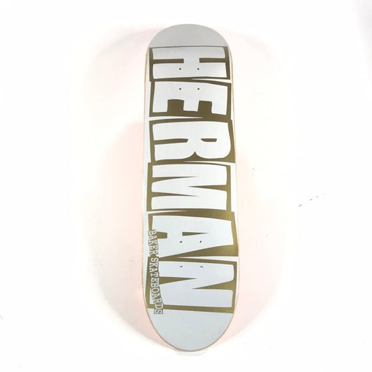 Baker Bryan Herman Box Lettering White/Gold Skateboard Deck