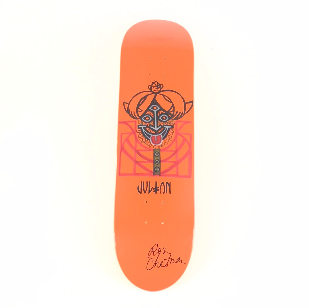 Deathwish Julian Davidson Smile Orange 8.25  Ron Chatman Signed Skateboard Deck