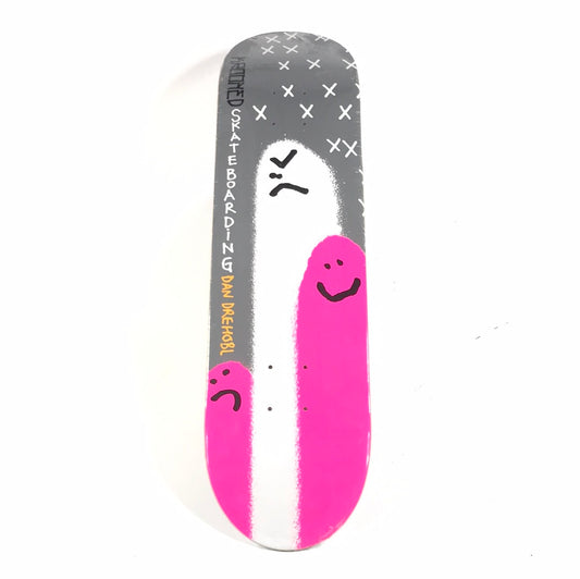 Krooked Dan Drehobl Spray Faces Grey/Pink 7.7" Skateboard Deck