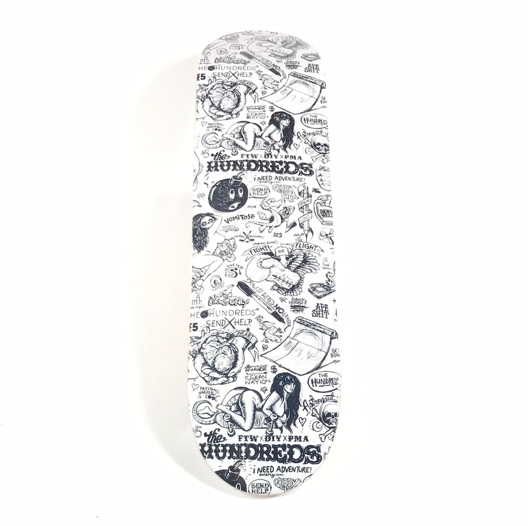 The Hundreds FTWxDIYxPMA Black/White 8.0" Skateboard Deck