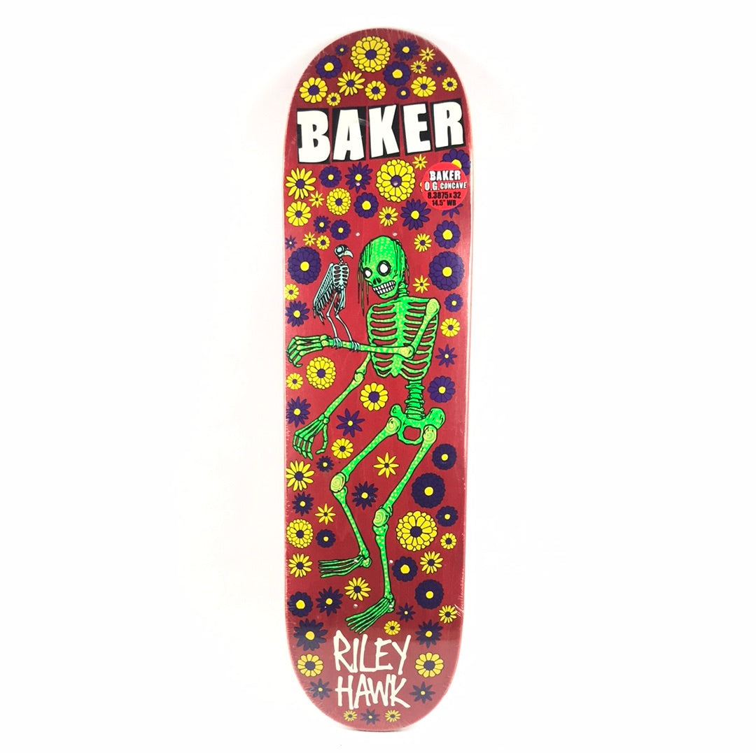 Baker Riley Hawk Flower Skeleton Red 8.3875" Skateboard Deck