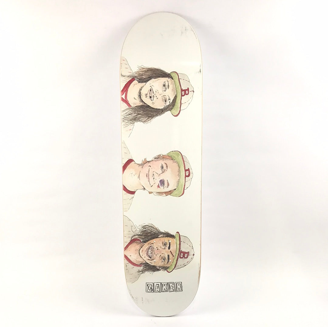 Baker Dee, T-Funk and Rowan Baseball White/Red 8.38" Skateboard Deck