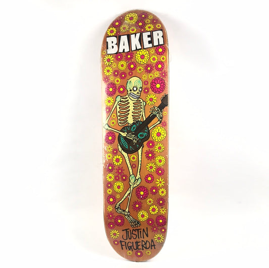Baker Figgy Skeleton Flowers Orange 8.375'' Skateboard Deck