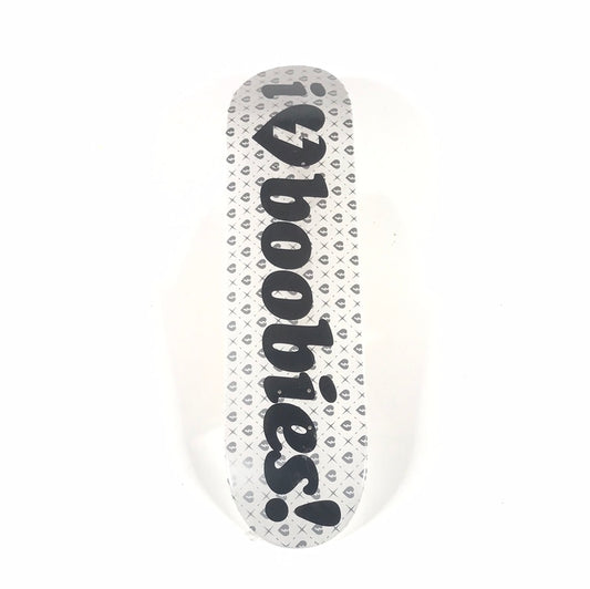 Mystery I Heart Boobies White/Black 7.75 Skateboard Deck