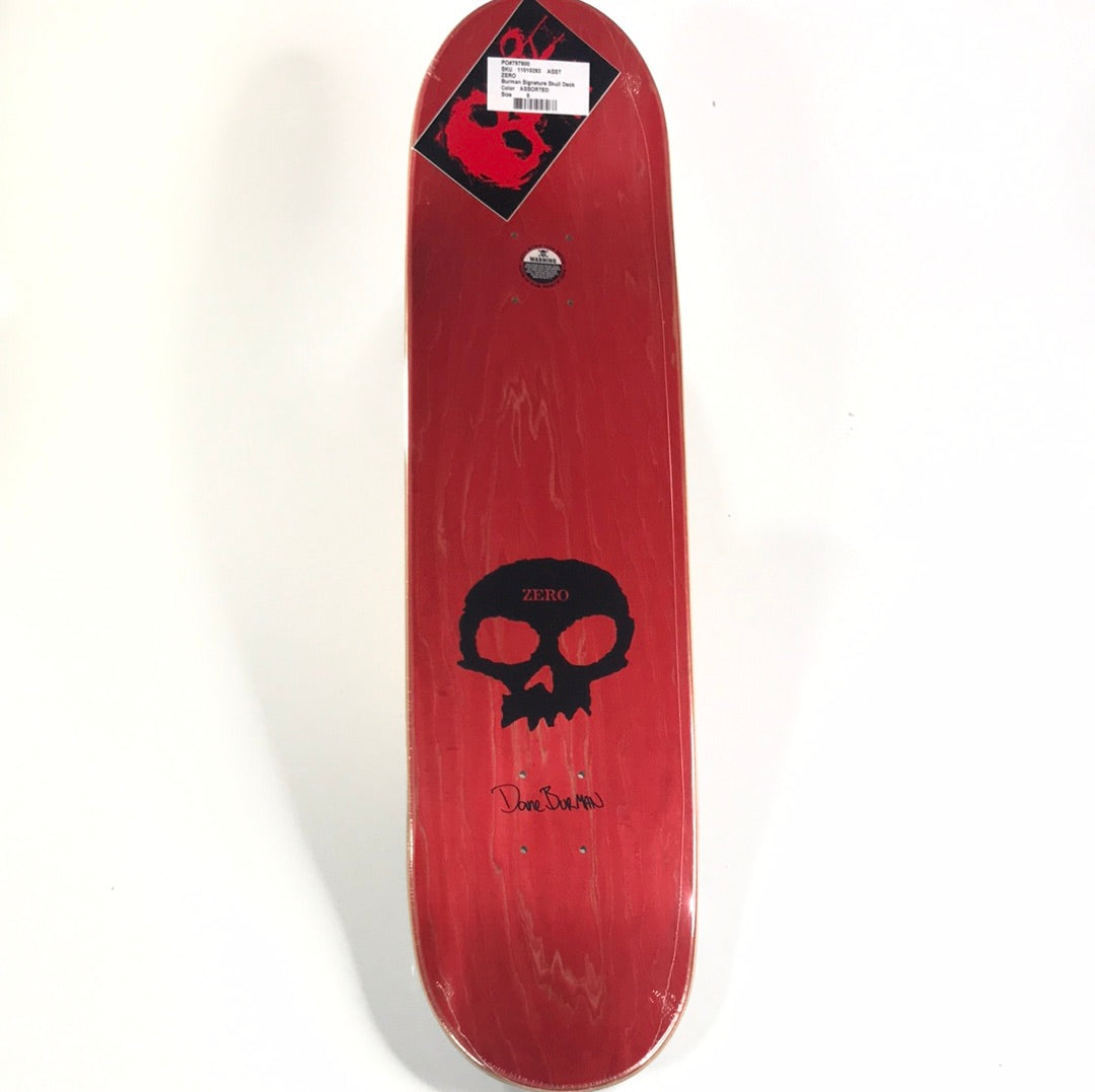 Zero Dane Burman Signature Skull Black 8.0 Skateboard Deck