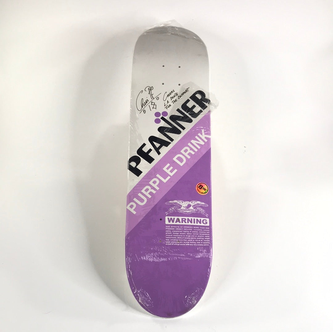 Anti Hero Chris Pfanner Purple Drink 8.06 Signed Skateboard Deck