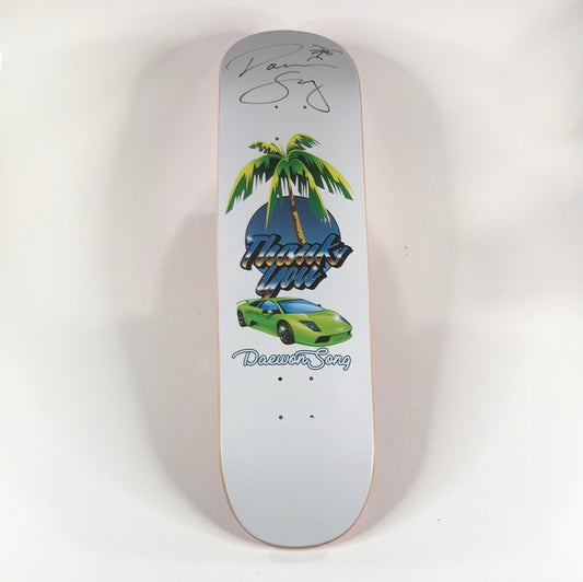 Thank you Daewon Song Palm Tree Car White Signed 8.25 Skateboard Deck