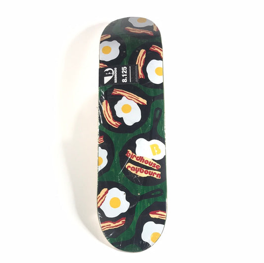 Birdhouse Skateboard Deck - Ben Raybourn - Bacon and Eggs - Green Veneer 8.125