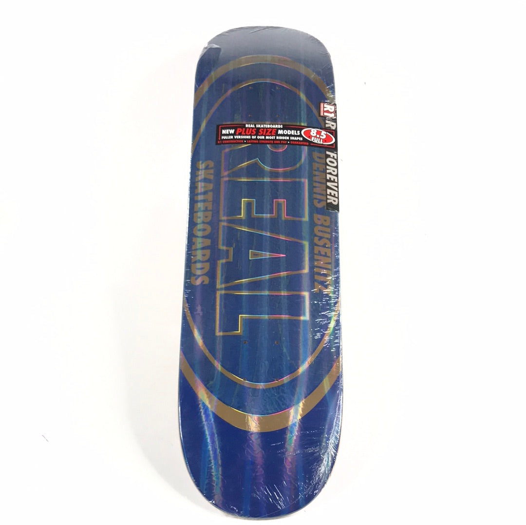 Real Dennis Busenitz Oval Blue/Gold/Holographic 8.5 Skateboard Deck