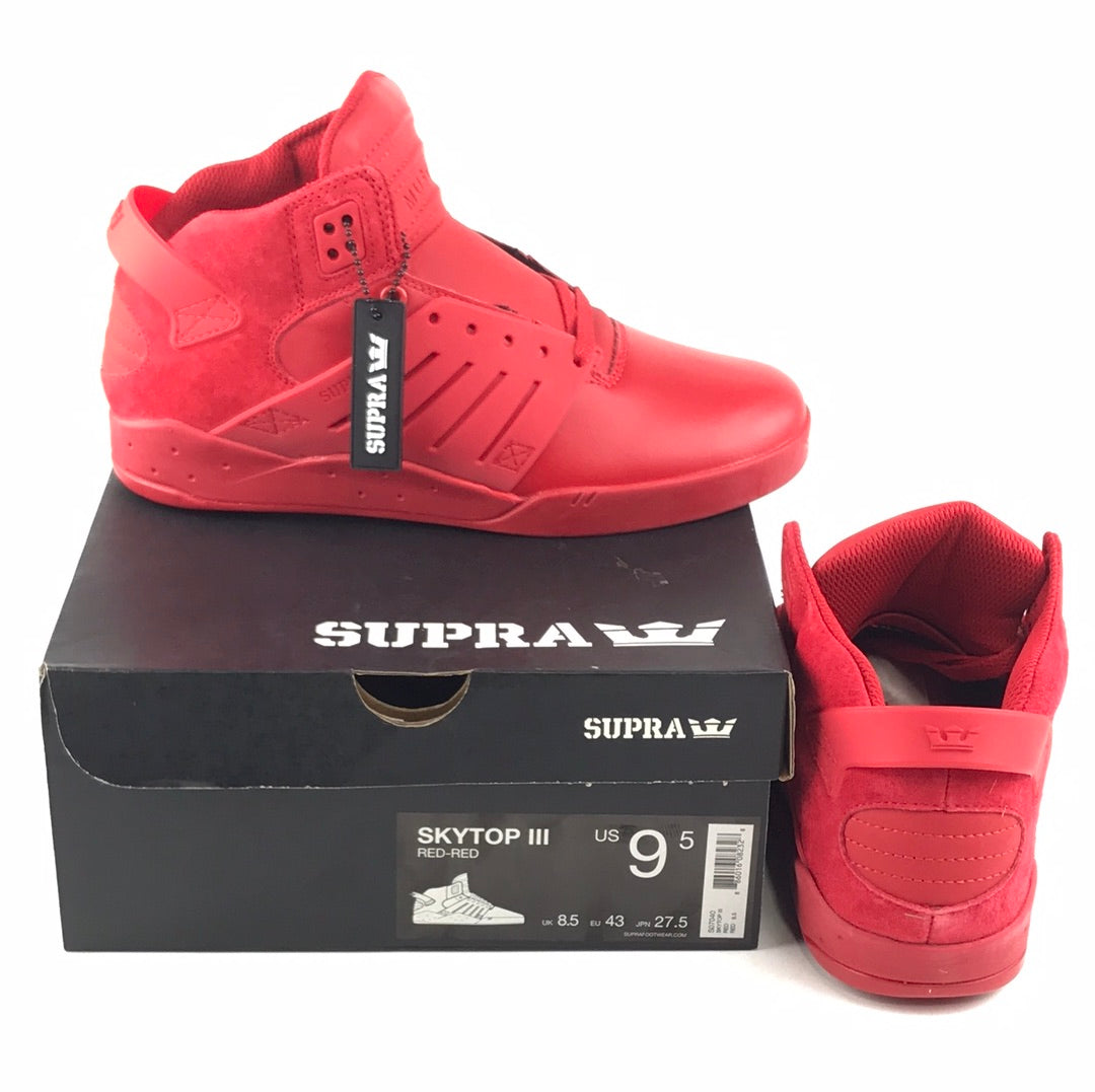 Supra Skytop III Red-Red US Mens Size 9.5