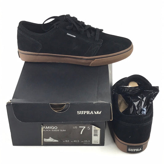 Supra Amigo Black Suede Gum US Mens Size 7.5 Shoes